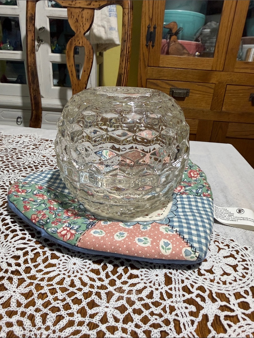 Homco Clear Textured Glass Candle Holder fairy lamp!